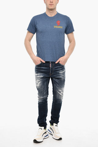 Cotton Blend  Crew-neck T-shirt with Print