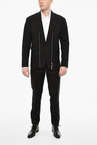 Single Breasted Blazer With Peak Lapel And Zip Detail