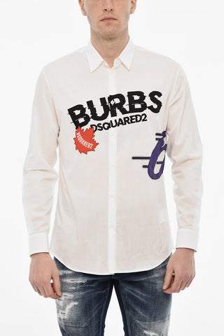 Cotton Printed Shirt with Classic Collar