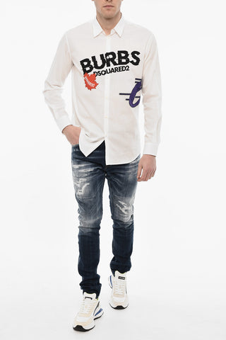 Cotton Printed Shirt with Classic Collar