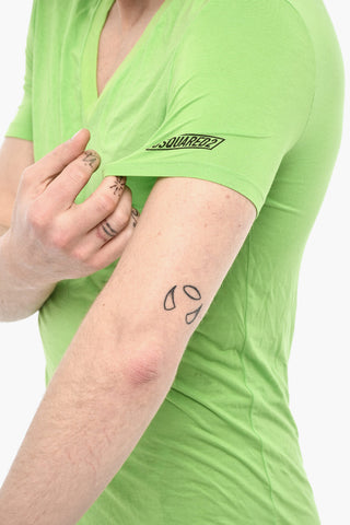 V-Neck Underwear T-shirt with Logo Print
