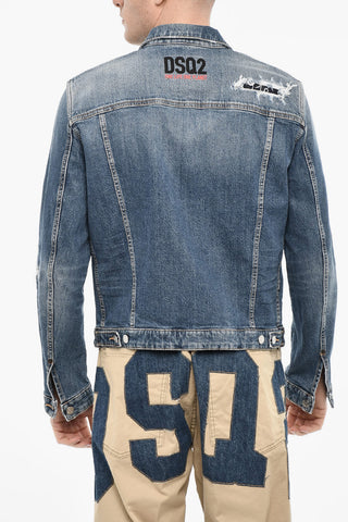 Giubbotto In Denim SMURFS Effetto Distressed