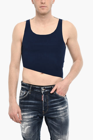 Asymmetrical Cut Knitted Cropped Top