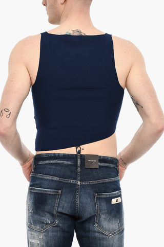 Asymmetrical Cut Knitted Cropped Top