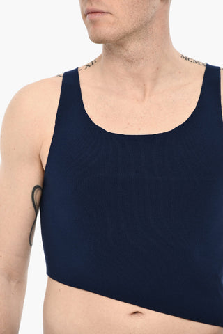 Asymmetrical Cut Knitted Cropped Top