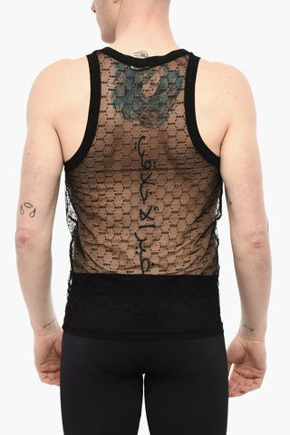 Tank Top Underwear Trasparente con Monogram All-Over