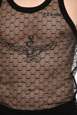 Tank Top Underwear Trasparente con Monogram All-Over