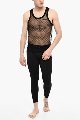 Tank Top Underwear Trasparente con Monogram All-Over