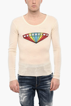 Slim-Fit Rundhals-T-Shirt mit Frontprint