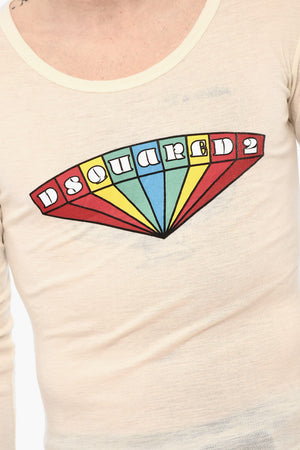 Slim-Fit Rundhals-T-Shirt mit Frontprint