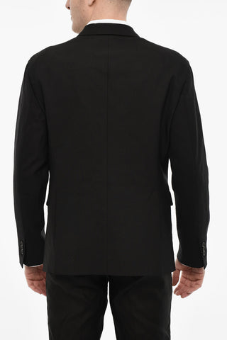 Wool Blend Single Breasted Blazer With Zip Details