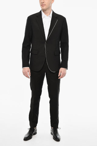 Wool Blend Single Breasted Blazer With Zip Details
