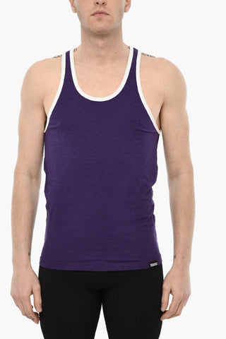 Cotton Underwear Tank Top With Contrasting Trim