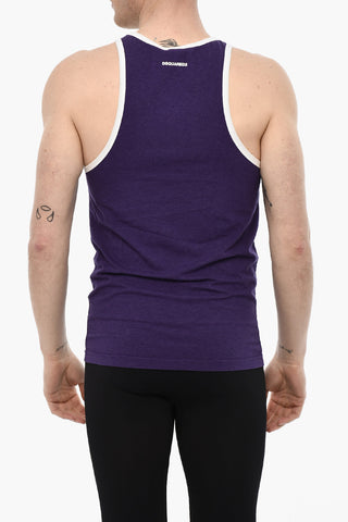 Cotton Underwear Tank Top With Contrasting Trim