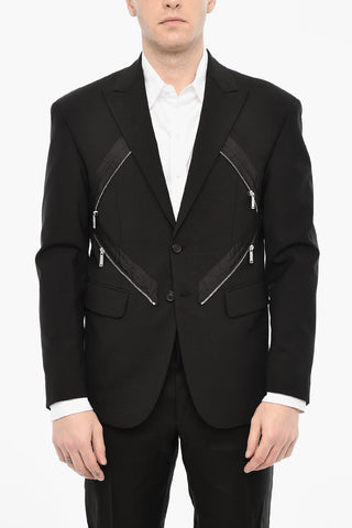 Single Breasted Blazer With Peak Lapel And Zip Detail