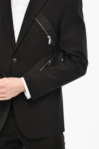Single Breasted Blazer With Peak Lapel And Zip Detail
