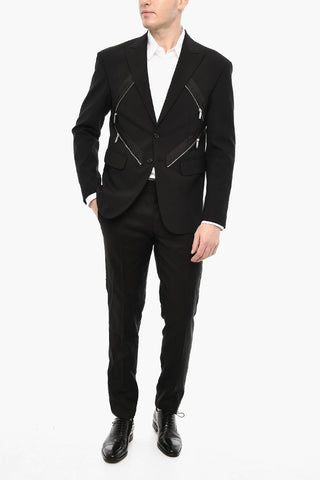 Single Breasted Blazer With Peak Lapel And Zip Detail