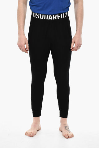 Solid Color Nightwear Pants with Logoed Band