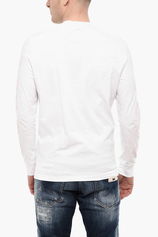T-shirt Girocollo in Cotone a Maniche Lunghe