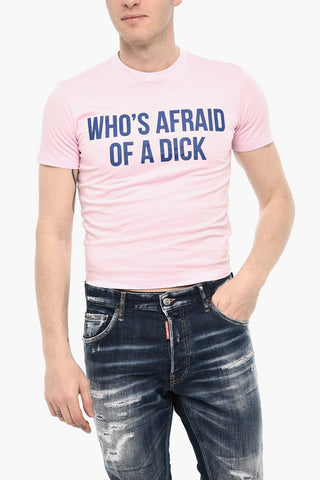 Cropped Crew-Neck T-shirt with Contrast Print