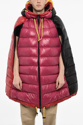 Down Jacket Cape With Logo Print