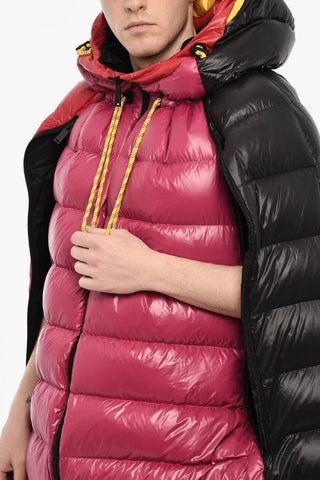 Down Jacket Cape With Logo Print