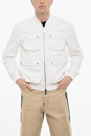 Cotton Bomber with Distressed Utility Pockets