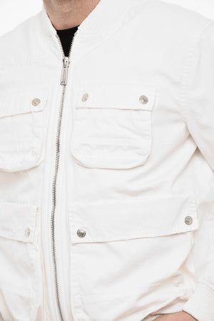 Cotton Bomber with Distressed Utility Pockets