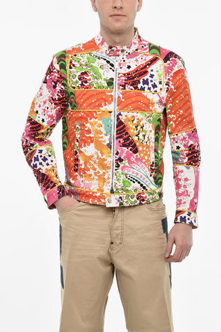 Giubbotto In Jeans Con Stampa Multicolor