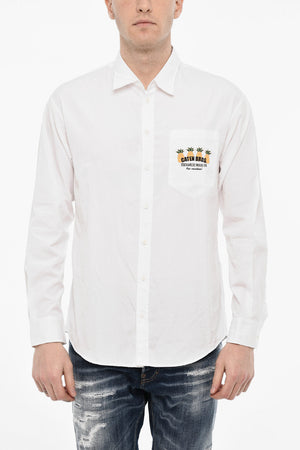 Cotton Poplin Shirt With Printed Pocket