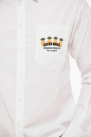 Cotton Poplin Shirt With Printed Pocket