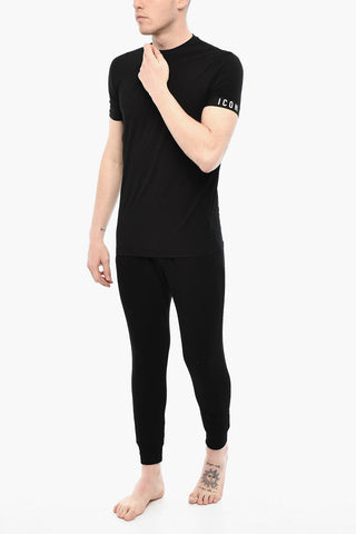 Solid Color Underwear Crew-neck T-shirt with Logo Band