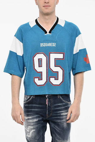 Color Block Perforated v-Neck T-shirt