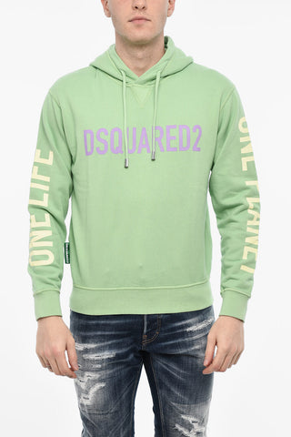Felpa Hoodie in Cotone con Stampe