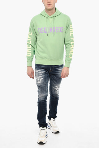 Felpa Hoodie in Cotone con Stampe