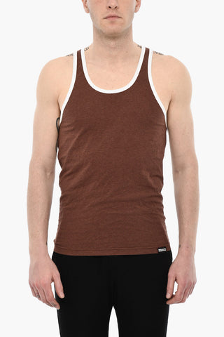 Cotton Underwear Tank Top With Contrasting Trim