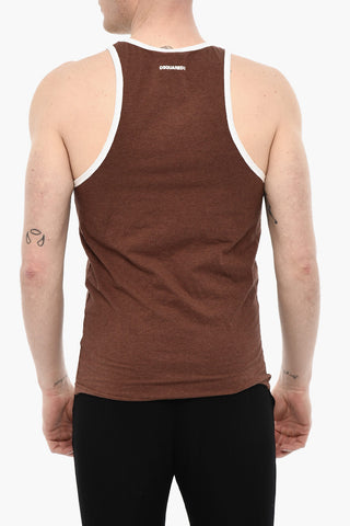 Cotton Underwear Tank Top With Contrasting Trim