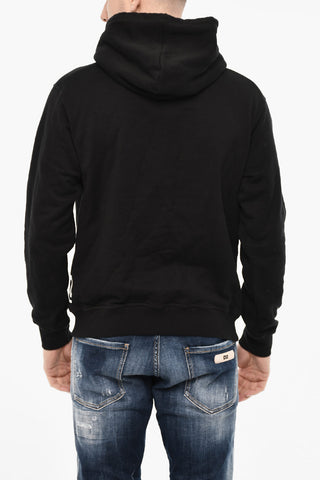 Cotton Hoodie with Gothic Print Logo