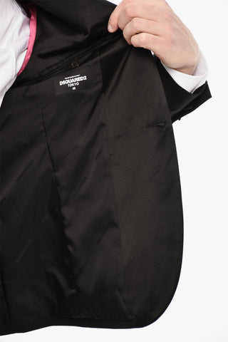 Wool Blend Single Breasted Suit With Satin Shawl Lapel