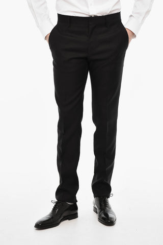 Wool Blend Single Breasted Suit With Satin Shawl Lapel