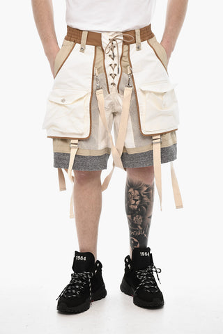 Mesh Shorts with Maxi Pockets and Suspenders