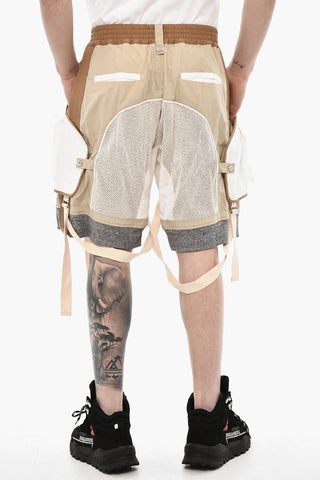 Mesh Shorts with Maxi Pockets and Suspenders