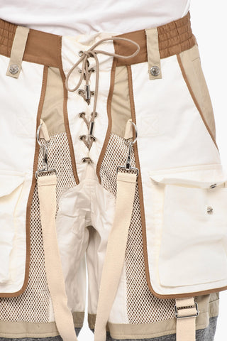 Mesh Shorts with Maxi Pockets and Suspenders