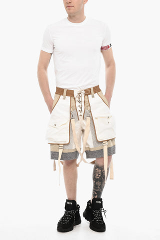 Mesh Shorts with Maxi Pockets and Suspenders