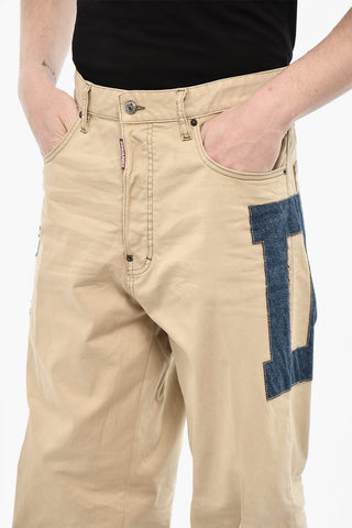 Fünf-Taschen-Hose aus Baumwoll-Twill mit Denim-Detail
