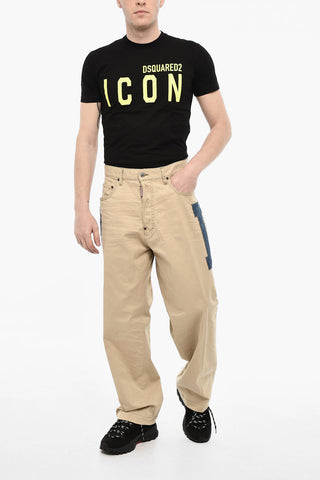 Fünf-Taschen-Hose aus Baumwoll-Twill mit Denim-Detail