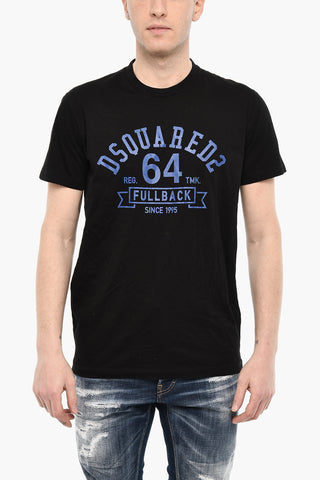 Cotton Crewneck T-Shirt with Contrast Print