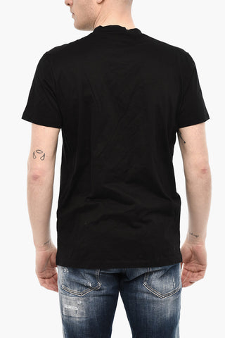 Cotton Crewneck T-Shirt with Contrast Print