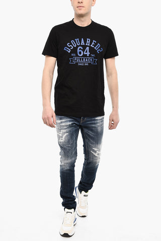 Cotton Crewneck T-Shirt with Contrast Print