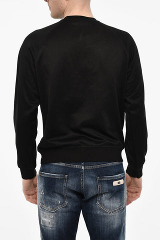 Felpa Girocollo In Misto Cotone con Monogram in Paillettes